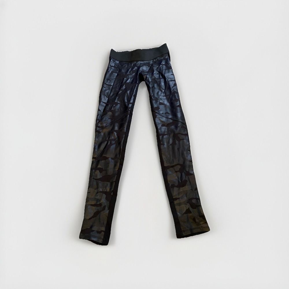 Rock‎ & Republic Skinny Berlin Camo Leggings Black Metallic Coated XS New